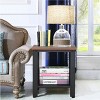 Tangkula 2 PCS Industrial Coffee End Table Bedside Nightstand W/ Shelf Black/Silver - 2 of 4