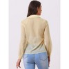 INSPIRE CHIC Women's Sheer Mesh Long Sleeve Button Down Shirts - 4 of 4