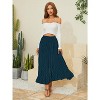 Women's Chiffon High Waist Pleated Maxi Skirt - Flowy A-Line Flared Long Skirt Blue Dot - 3 of 4
