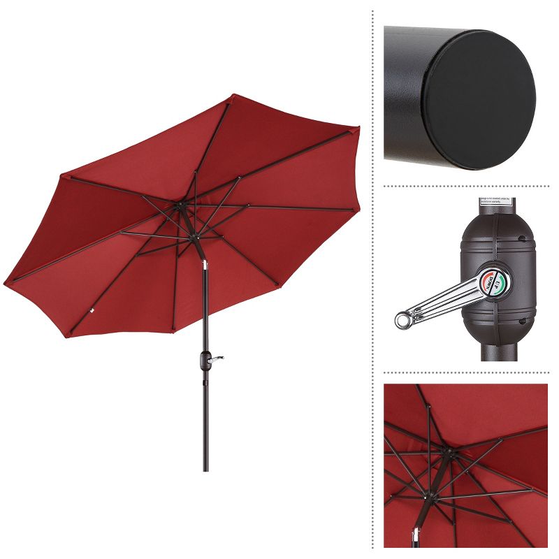 9-Foot Patio Umbrella - Easy Crank Outdoor Table Umbrella with Steel Ribs and Aluminum Pole for Deck, Porch, Backyard, or Pool by Nature Spring (Red), 2 of 8