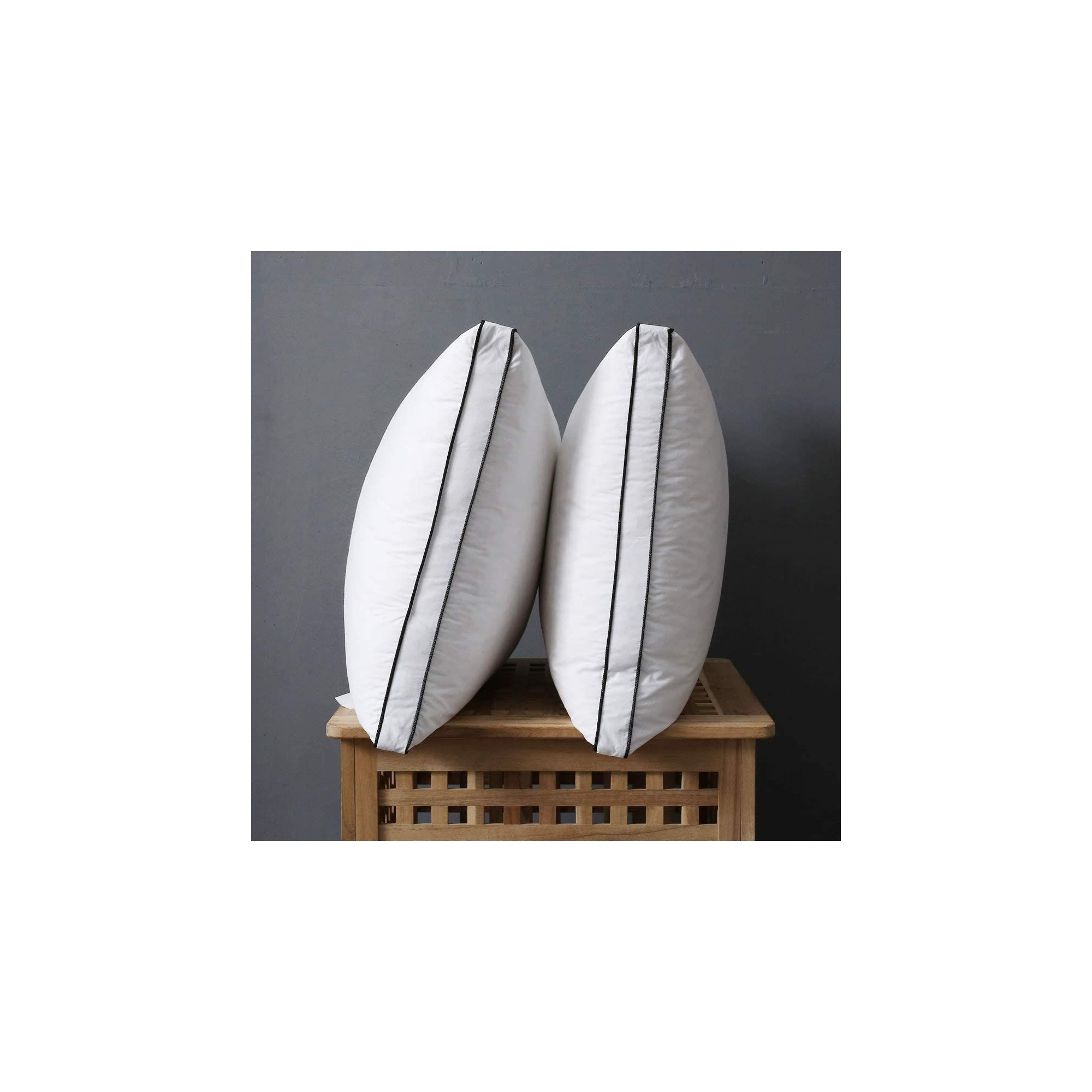 Dream Boat 100% Organic Cotton Cover Feather Down Pillows Queen Size Guestted Hybrid Feather Down Core Bed Pillows (20"x30",Set of 2)