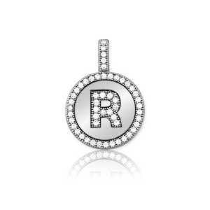 Bella Silver Sterling Silver Micro Pave Circle 18" Pendant Necklace - Available Colors: Silver, Gold - 1 of 2