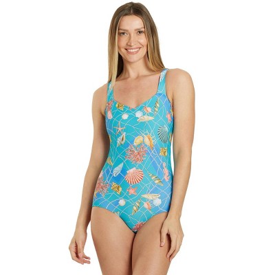 Sporti Caribbean Sea Moderate Printed Sweetheart One Piece Swimsuit