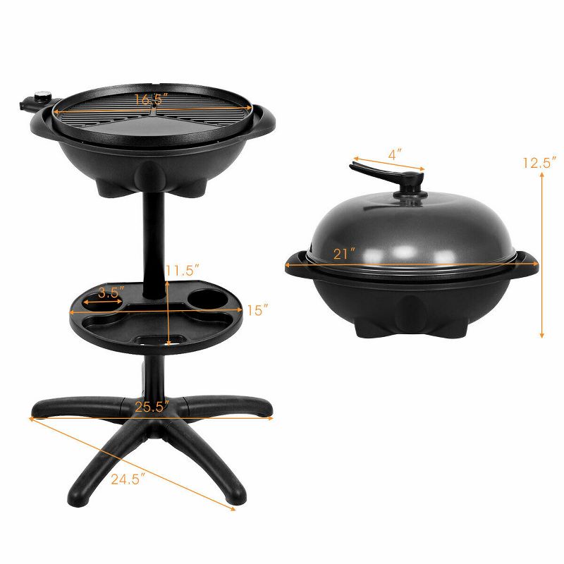Costway Electric BBQ Grill 1350W Non-stick 4 Temperature Setting Outdoor Garden Camping, 2 of 11