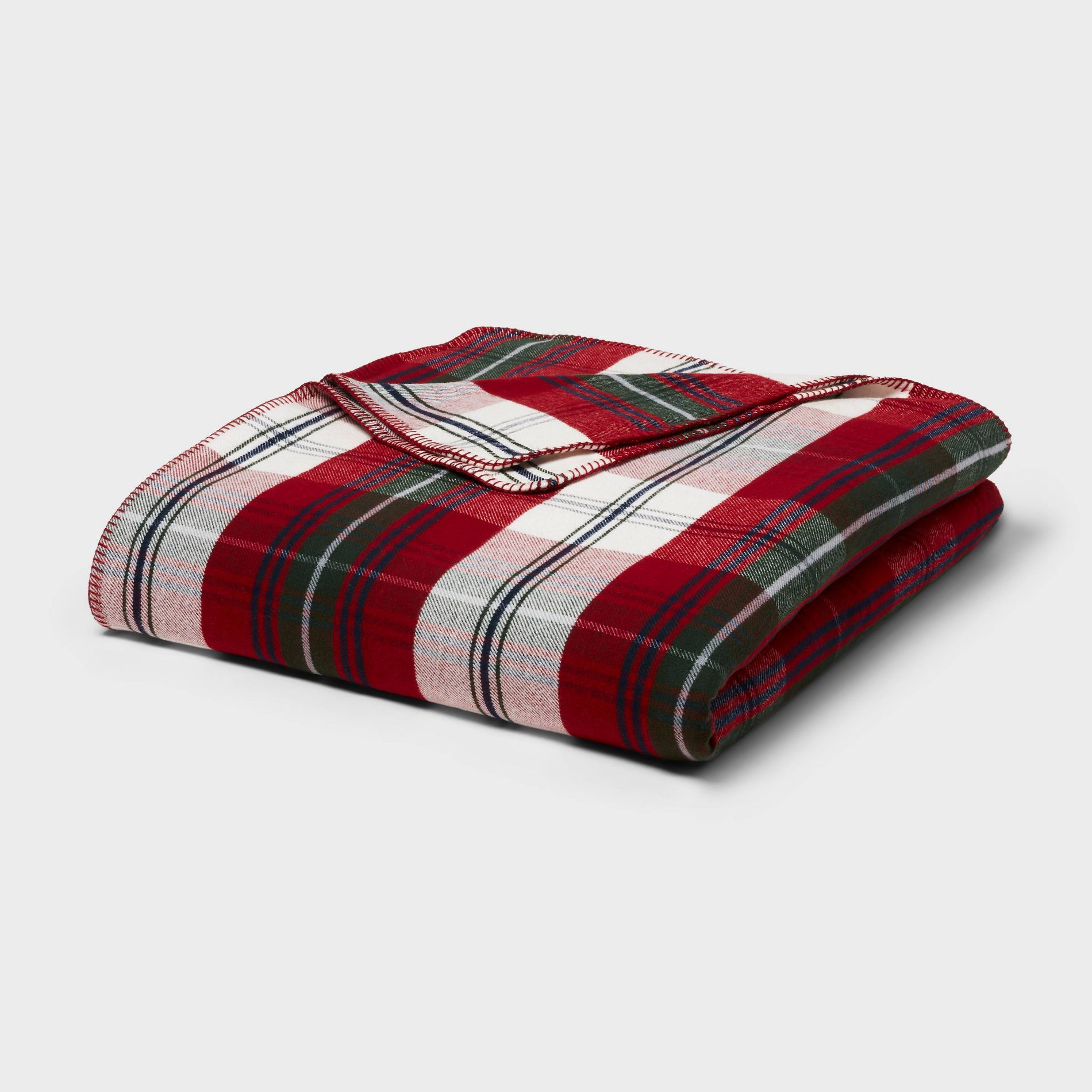 Full/Queen Brushed Cotton Blanket Red Plaid - Threshold™