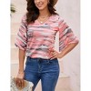 Women's 3/4 Bell Sleeve Shirt Loose Fit V Neck Blouse Cute Tops - 3 of 4