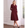 INSPIRE CHIC Women's Notch Lapel Wrap Neck Long Sleeve A-Line Midi Pleated Dress - 2 of 4