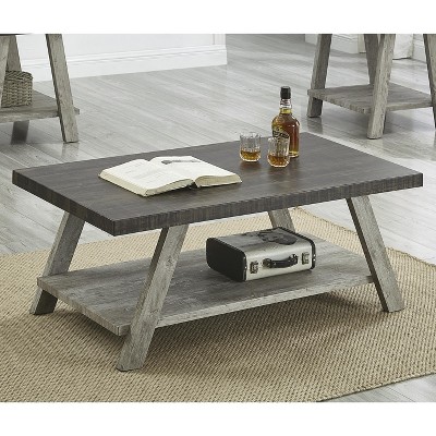 NicBex Contemporary 2-Tier Trapezoid Coffee Table with Storage Shelf,Wooden Center Table for Living Room,Living Room Furniture