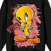 Looney Tunes Tweety & Graffiti On Brick Wall Crew Neck Long Sleeve Women's Black Tee - 2 of 3