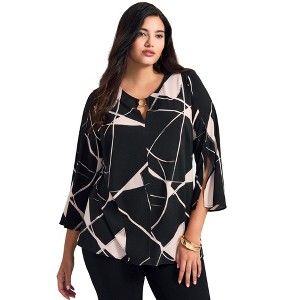 Avenue Women's Plus Size Audrey Ring Detail Top - 1 of 4
