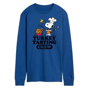 Men's - Peanuts - Turkey Tasting Crew Long Sleeve Graphic T-Shirt - 1 of 4