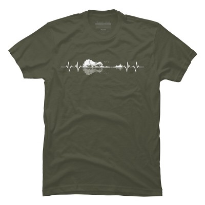 Men's Design By Humans Nature Guitar Heart Beat By Maryedenoa T-Shirt