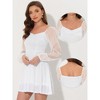 Allegra K Women's Sparkly Metallic Sweetheart Neck Semi Sheer Long Sleeve Mini Dress - 2 of 4