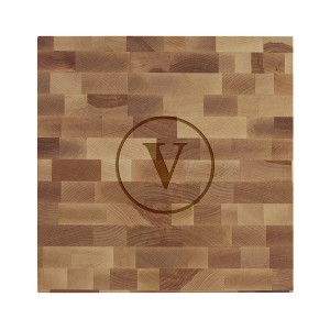 Personalization Mall Initial Classic Butcher Block Cutting Board, 12" x 12" - 1 of 1