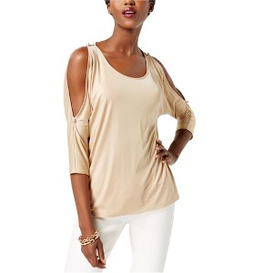 I.N.C International Concepts Womens Metallic Knit Blouse, Metallic, Medium - 1 of 1