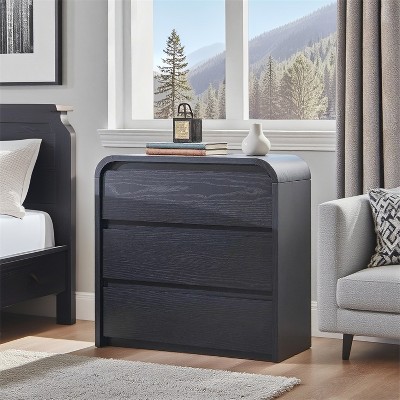 Nightstand with Charging Station, 25" Tall Modern Wood Bedside Table with 3 Storage Drawers, End Table for Bedroom, Living Room