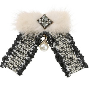 INSPIRE CHIC Women's Bowknot Multicolored Braided Tweed Ribbon Furry Brooch Ties - 1 of 4