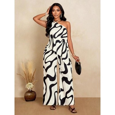 Mocamel Women's  Slanted Shoulder irregular Hem Top And Bohemian Elegant Wide Leg Pants 2 Piece, Casual Daily