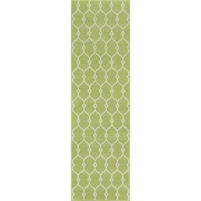 Luxe Green Polypropylene Indoor/Outdoor Runner Rug, 2'3" x 7'6"