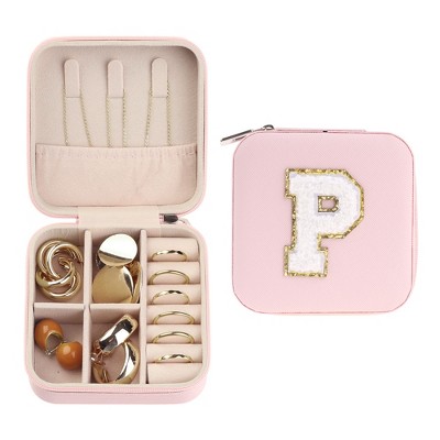 Unique Bargains Women Teen Girl Gifts Small Portable PU Leather Pink Jewelry Case Storage