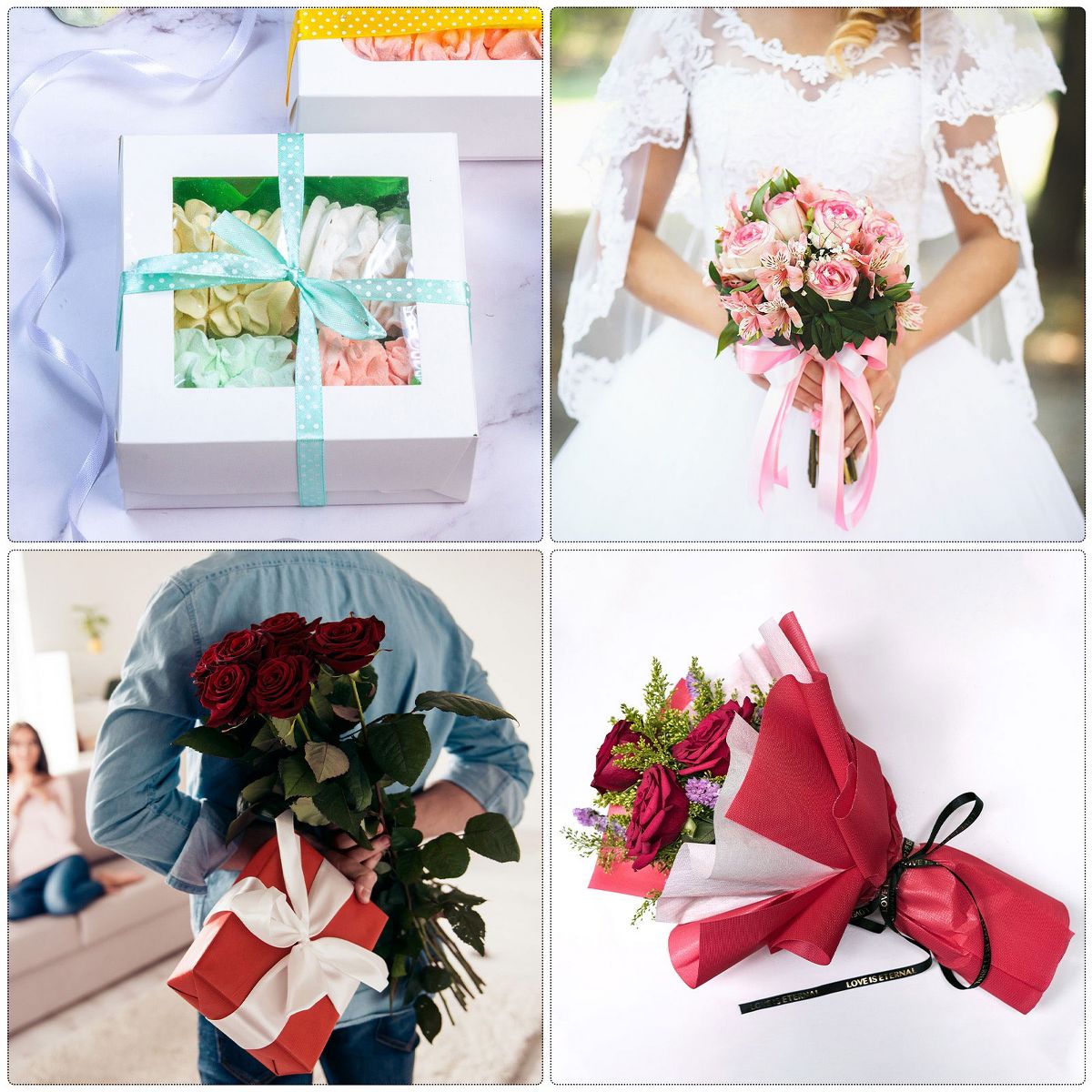 Unique Bargains Double Face Wide Satin Ribbon with Gold Edges for Wedding Bouquet - thumbnail 4