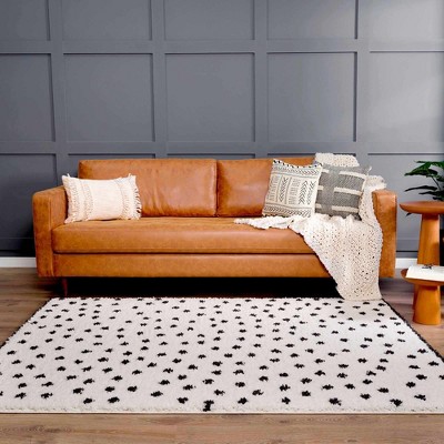 Hauteloom Chaia Dotted Black & White Plush Rug