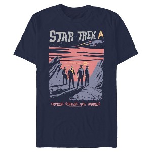 Men's Star Trek: The Original Series Explore New Worlds Cartoon Poster T-Shirt - 1 of 4