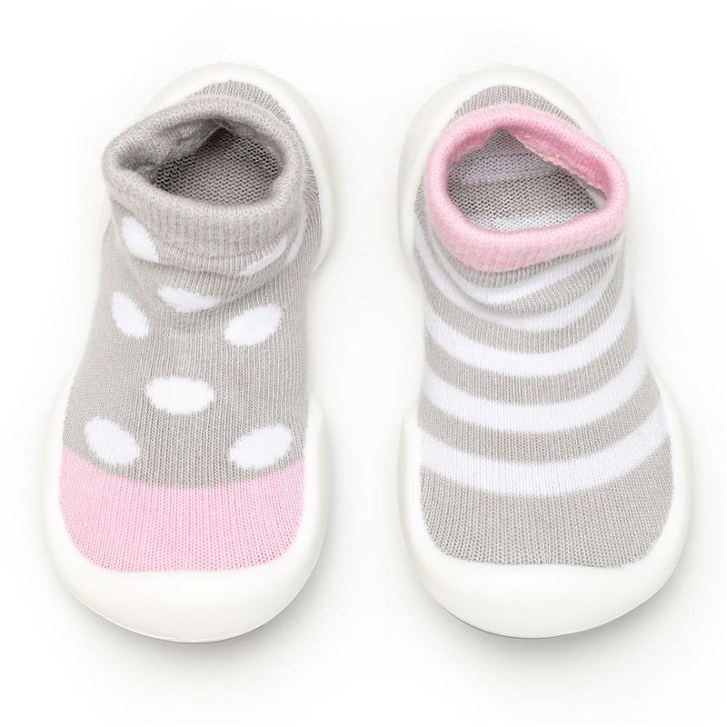 Komuello Baby  Girl First Walk Sock Shoes Dots & Stripes, 1 of 9