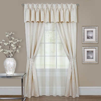Kate Aurora Complete 6 Piece Attached Custom Jacquard & Sheer Window Curtain Set