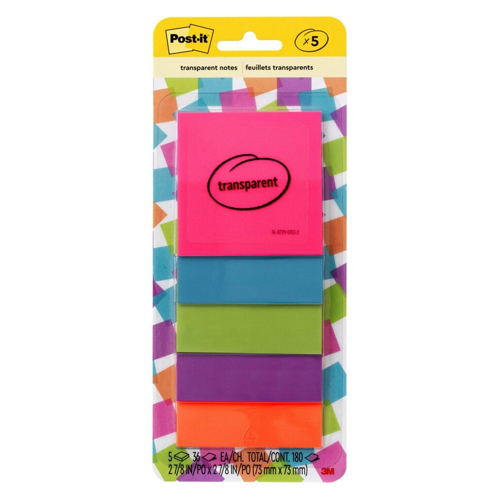 Photos - Desk Organiser Post-it 5pk Transparent Sticky Notes 