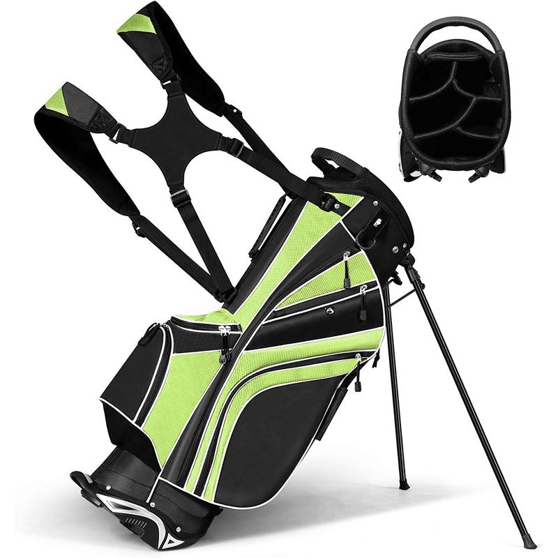 Costway Golf Stand Cart Bag Club w/6 Way Divider Carry Organizer Pockets Storage Green, 1 of 11