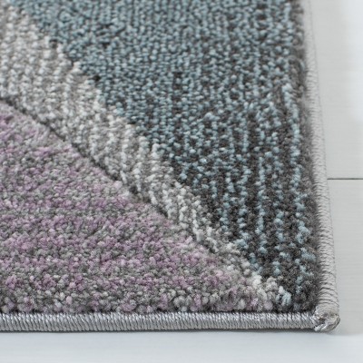 Gray and Light Blue Mid-Century Modern Synthetic Rug 8x10 Feet