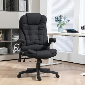 Resenkos Computer Desk Chair, 6 Point Vibrating Massage Office Chair With Heat, Linen High Back Massage Desk Chair, Black - 1 of 4