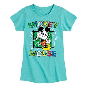 Girls' - Disney - Mickey Mouse Cartoon Pop Fitted Short Sleeve Graphic T-Shirt - 1 of 4