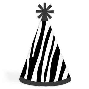 Big Dot of Happiness Zebra Print - Cone Happy Birthday Party Hats for Kids and Adults - Set of 8 (Standard Size) - 1 of 4