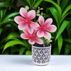 Unique Bargains Artificial Plants 3-Stem Magnolia Plastic 3.35"x3.35"x10.63" 1 Pcs - 2 of 4
