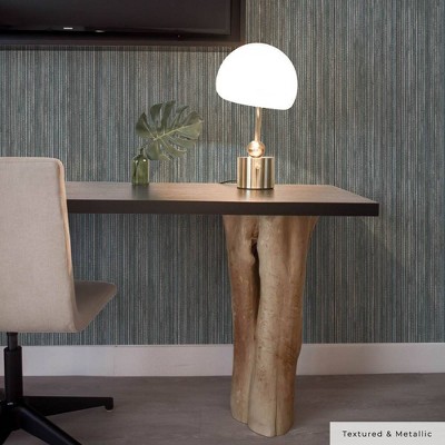 Chambray Blue Faux Grasscloth Textured Peel and Stick Wallpaper Roll