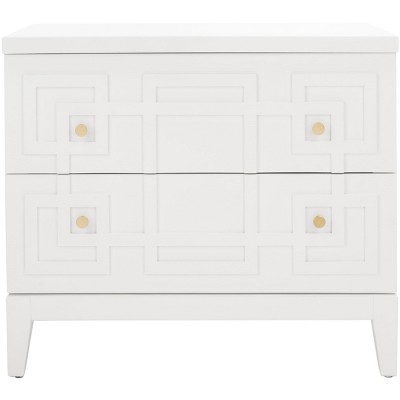 Luiza 2 Drawer Nightstand - White/Gold - Safavieh.