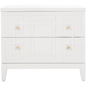 Luiza 2 Drawer Nightstand - White/Gold - Safavieh. - 1 of 4
