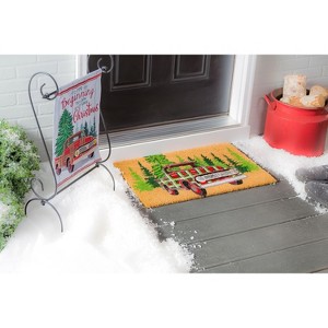 Plaid Christmas Truck Coir Mat - 1 of 2