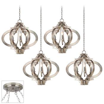 Possini Euro Design Ornament Aged Silver Brushed Nickel Swag Chandelier Farmhouse Industrial Rustic 24-Light Fixture for Dining Room Kitchen Island