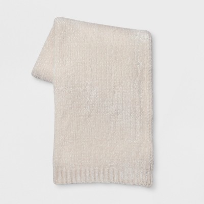 50x60 Shiny Chenille Throw Blanket Neutral - Threshold™