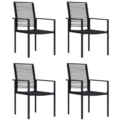Garden Chair Set of 2 Black PVC hollow rattan, powder-coated steel vidaXL