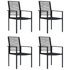 Garden Chair Set of 2 Black PVC hollow rattan, powder-coated steel vidaXL - 1 of 4