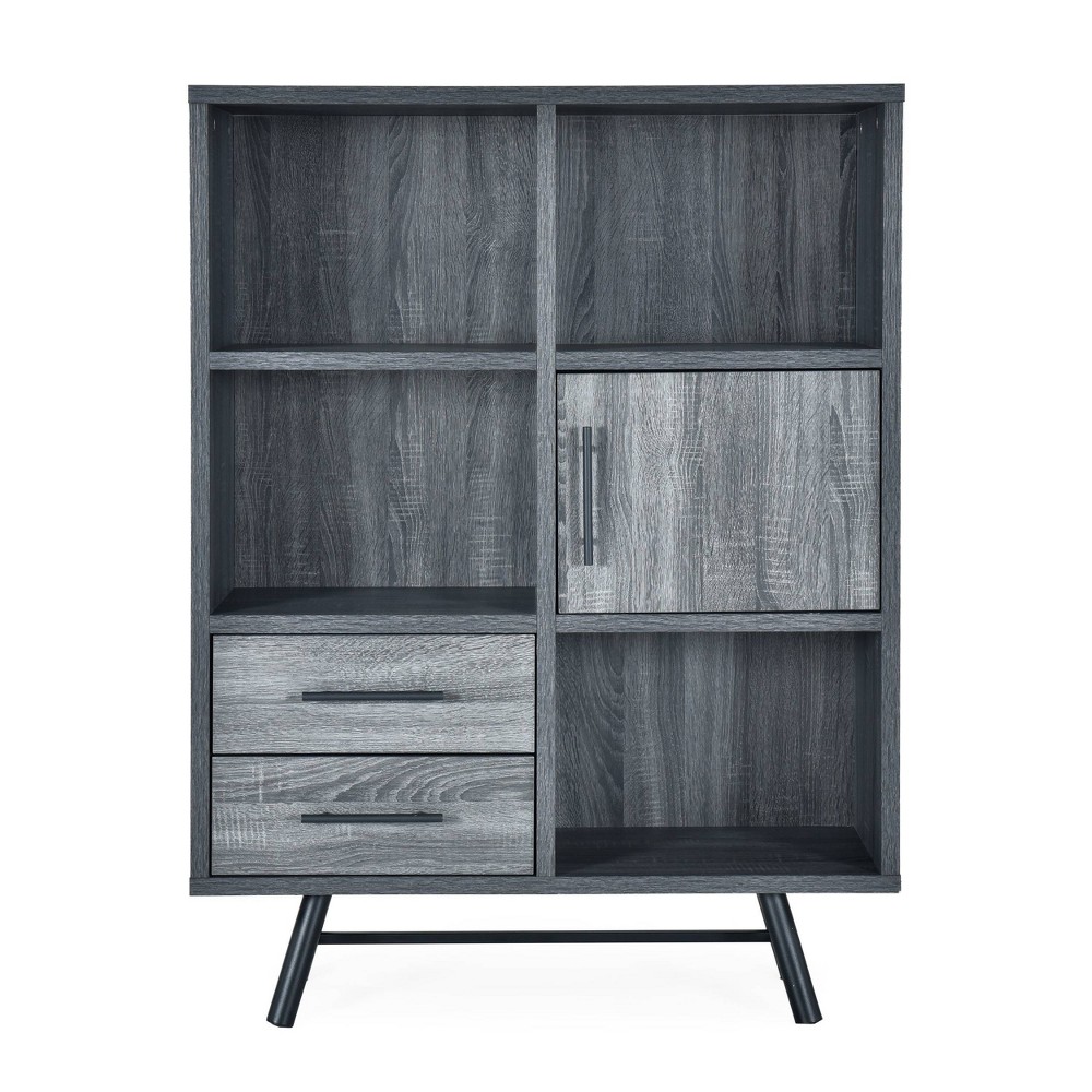 Photos - Wardrobe Hulbert Modern Industrial 6 Shelf Multi Functional Cabinet Sonoma Oak/Blac