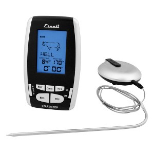 Escali Wireless Thermometer and Timer: Digital Meat Thermometer for Grill & Oven, Stainless Steel, 32-482°F Range - 1 of 4