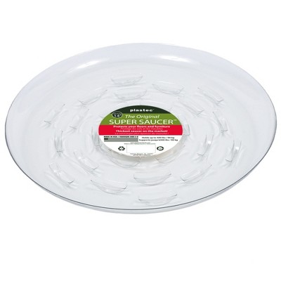 Plastec Super Saucer Round PET Plant Saucer, Clear, 14in