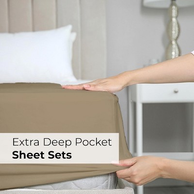 King Beige Microfiber Deep Pocket Sheet Set