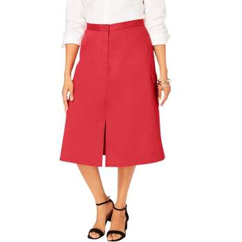 Jessica London Women's Plus Size Stretch Cotton Chino Utility Skirt