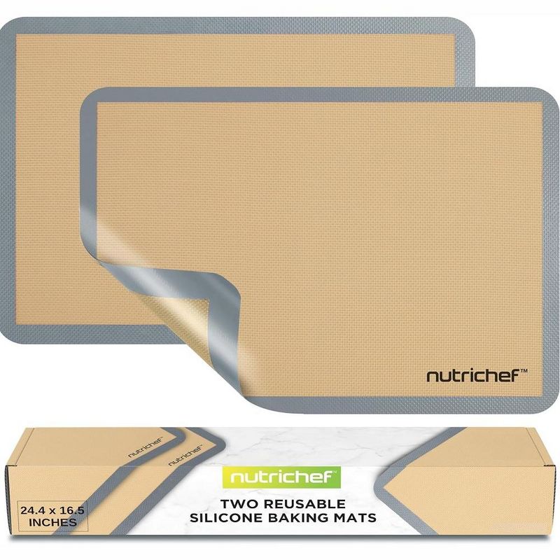 Nutrichef 2 - Pc Silicone Baking Mats - Brown & Gray, 1 of 8